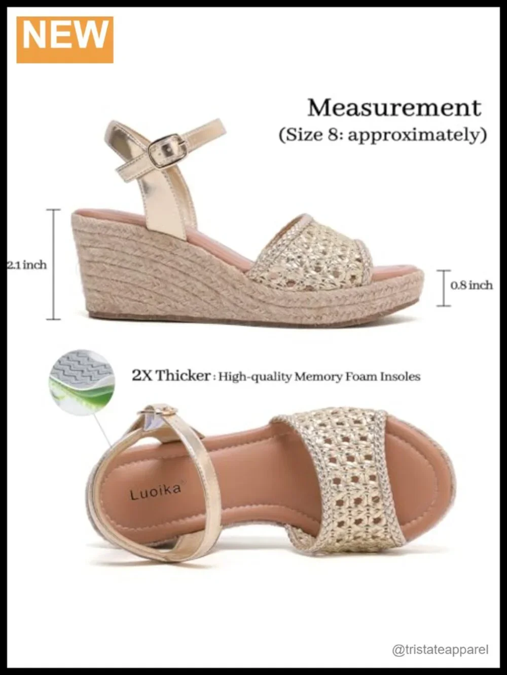 Wide Width Wedge Platform Sandals Faux Leather Memory Foam